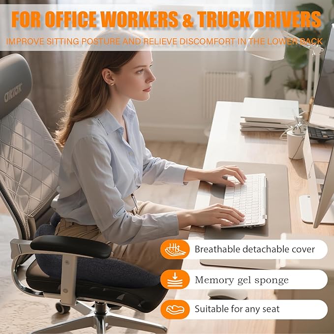 CXC Gel Seat Cushion for Long Sitting – Breathable Honeycomb Gel Cushion for Office Chair & Car Seat, Non-Slip Support for Daily Use