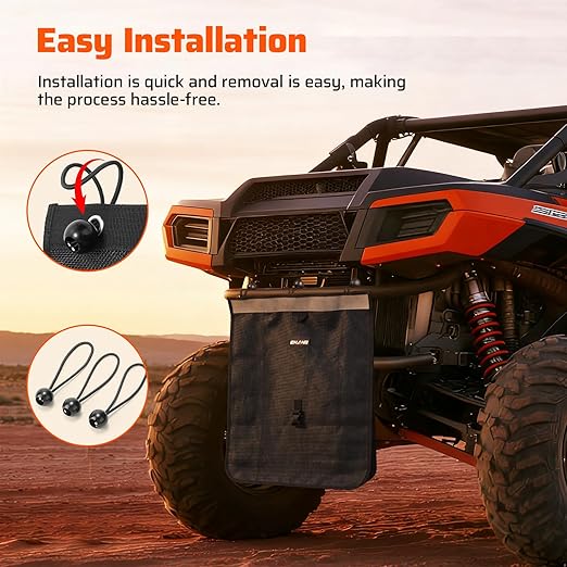 Ehaho UTV ATV Mesh Trash Bag with Reflective Strip, Universal Off-Road Trash Organizer, Large Mesh Sack with Carabiners, Fits Polaris RZR,Can-Am,CFMOTO,Arctic Cat,Pioneer,Golf Cart(Black)