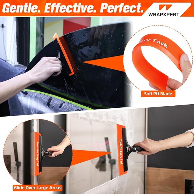 WRAPXPERT Window Tint Squeegee 2PCS 8-INCH Wide Blade Squeegee for Car Window Film Installation, Windows Tint Tool Kit for Windshield, Rear Glass Water Removal Bathroom Cleaning Kit