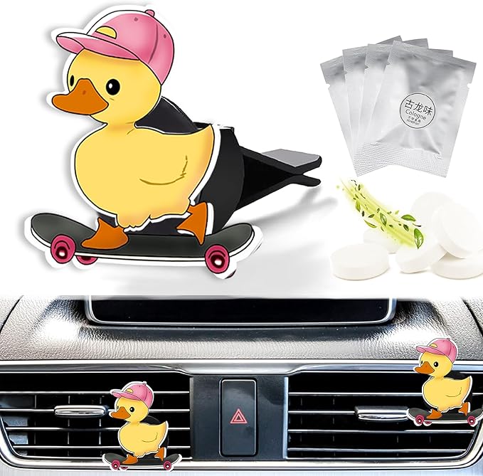 Cute Car Air Freshener Clips Duck Car Vent Clip Duck Cars Scents Cologne Air Conditioner Clip Auto Vent Interior Decoration Cars Accessories Ducks Loves Gifts for Men Women