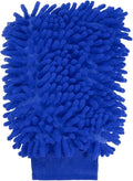 HARFINGTON Chenille Microfiber Car Wash Mitts 9.8" x 7.9" Scratch Free Wash Gloves Absorbent Double Sided Plush Cleaning Drying Mitts for Car Washing Home Blue