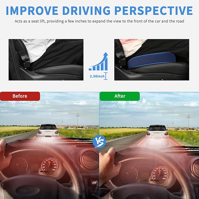 Nilight Car Seat Cushion Blue Velvet Gel Memory Foam Seats Soft and Comfortable Suitable for Daily Life and Driving Relieves Sciatica and Tailbone Pain Improves Drive Vision