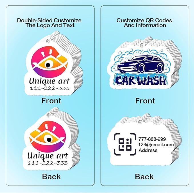 10-1000Pcs Custom LOGO Air Fresheners, Customized Bulk Car Air Freshener, Personalized Photo Company Text LOGO Air Fresheners Brand Wedding Gifts (Crop)