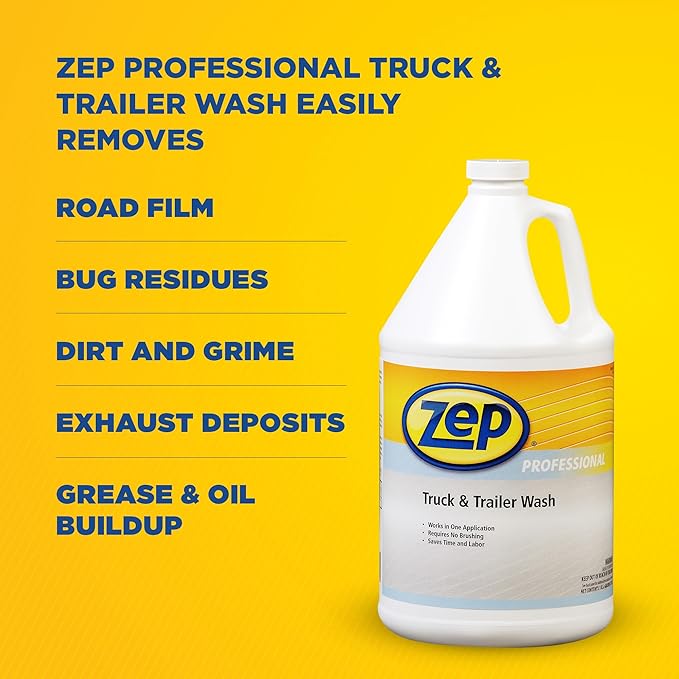 Zep Truck and Trailer Wash - 1 Gallon (Case of 4) 1041477 - Removes Exhaust Deposits, Road Film and Bugs from Painted Vehicle Surfaces