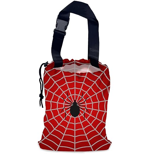 Spider Web Car Trash Bag,Cobweb Trap Hanging Drawstring Car Garbage Bag,Waterproof Canvas Car Back Seat Organizer with Adjustable Buckle,for Vehicles,SUVs,Camping,Road Trips