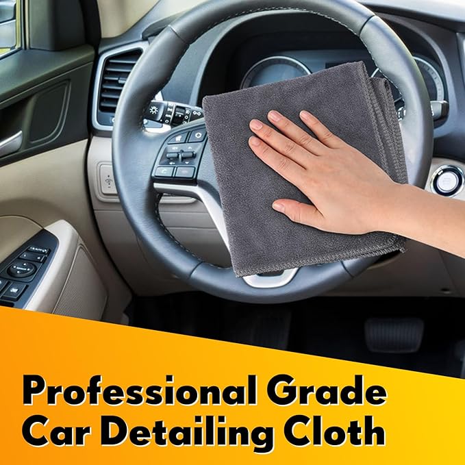 Nuenen Microfiber Cleaning Cloths for Cars 16 x 16 Inch Ultra Absorbent Car Towels Drying Reusable Cleaning Supplies House Kitchen Window Microfiber Towel (Gray,60 Pcs)