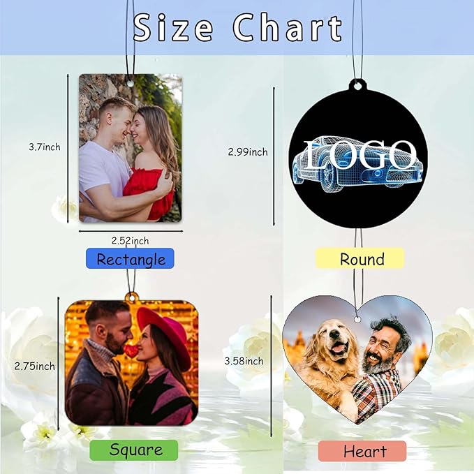 10/20Pcs Custom Logo Air Freshener for Car Bulk,Wholesale Personalized Double-Sided Car Air Fresheners with Photo Text Logo (10pcs-Heart)