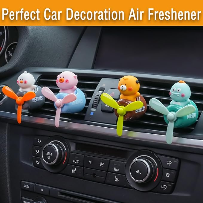 Pilot Car Air Freshener, Cute Tiger Car Vent Clip Air Freshener with 4 Fragrant Tablets Automotive Air Outlet Fan Diffuser, Automotive Interiors Vent Decoration (Pilot Tiger)
