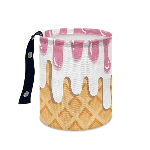 Trash Bag, Car Garbage Can Hanging Back Seat Organizer Trash Can Bin for Vehicle, Travelling, Camping - Ice Cream