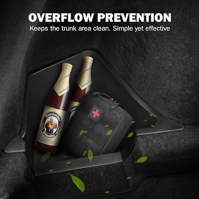 Trunk Storage Bins with Lids for 2026 Tesla Model Y Juniper 5 Seater, 2PCS TPE Side Cargo Organizer Boxes, Rear Trunk Containers with Suede Covers, Custom Fit Tesla Model Y Juniper Accessories