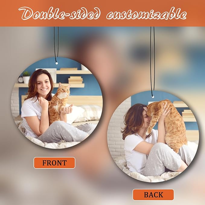 10-100Pcs Custom Logo Car Air Fresheners Bulk – Wholesale Personalized Double-Sided Air Fresheners with Photo Text Logo, Unique Gift for Car Owners (Round)