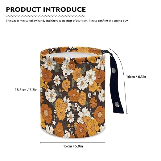 Collapsible Floral Trash Can - Accessories for Cars, Camping & Family Gatherings, Easy to Clean
