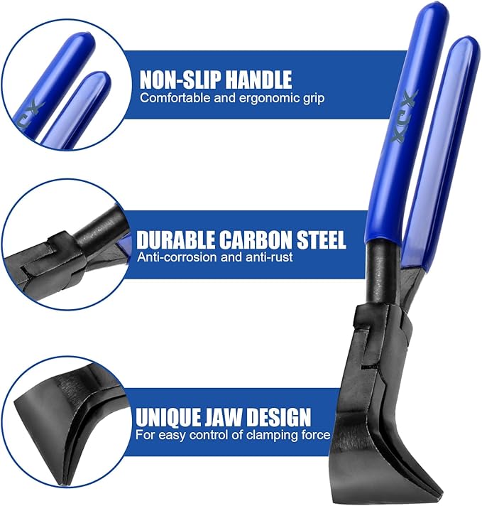 XJX 3-Piece Sheet Metal Hand Seamers, Bending Metal Hand Tools Straight, 45°and 90° Sheet Metal Bending Pliers Set