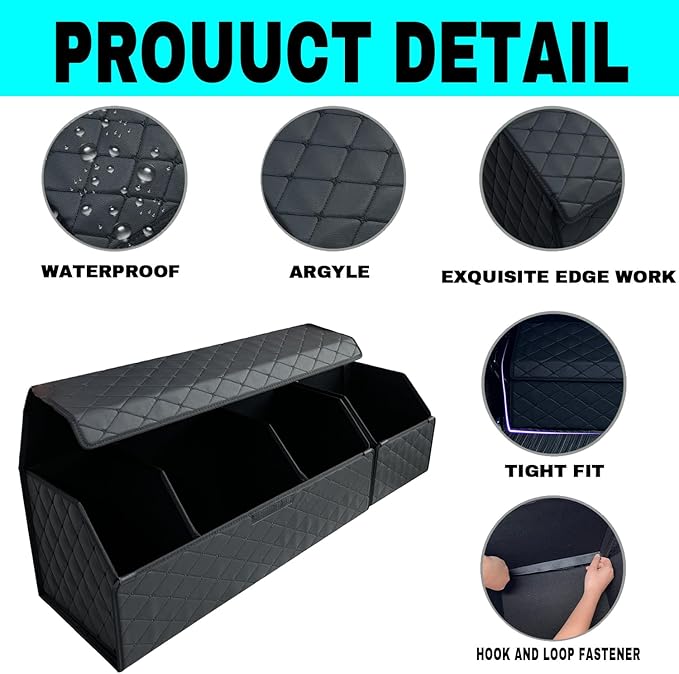 Car Trunk Organizer for AMG E 53 2019-2025 - Custom Fit,Large Space Outdoor Trunk Organizer,Leather,Split Design,Adjustable Partition Design,for AMG E 53 19-25