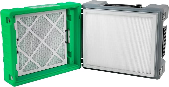MOUNTO 550cfm Hepa Air Scrubber Industrial Air Cleaner- 550cfm Portable Air Purifier w/Variable Speed, Dual Outlet for Fire/Water Damage Restoration, Construction & Painting, Janitorial (Green)