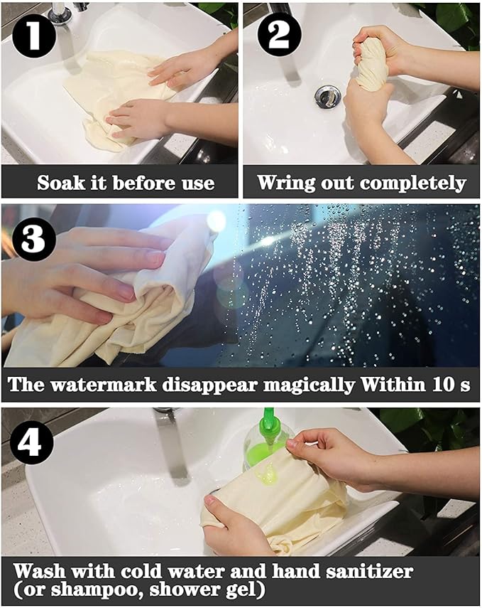 Chamois Cloth for Car, Drying Towel Large Natural Shammy Cleaning Cloth Towel Real Leather Car Washing Wipes (35'' x 23.6'')