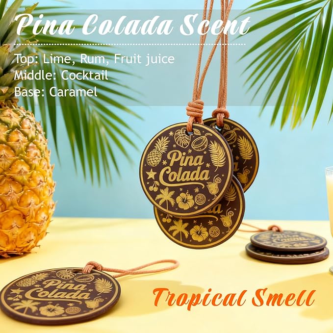 Leather Air Freshener for Car Pina Colada Crazy Horse Leather Car Mirror Hanging Accessories Multi Purpose Car Charm for Interior Decor Gifts for Friends Women