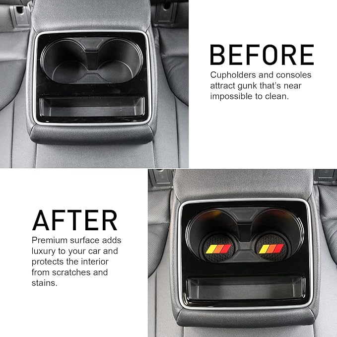 Cup Holder for Toyota Accessories Tacoma TRD Tundra Rav4 Highlander Camry, Classic Retro Style Tri-Color Interior Insert Coaster (2.75 Inch, Yellow-Orange-Red,Black)