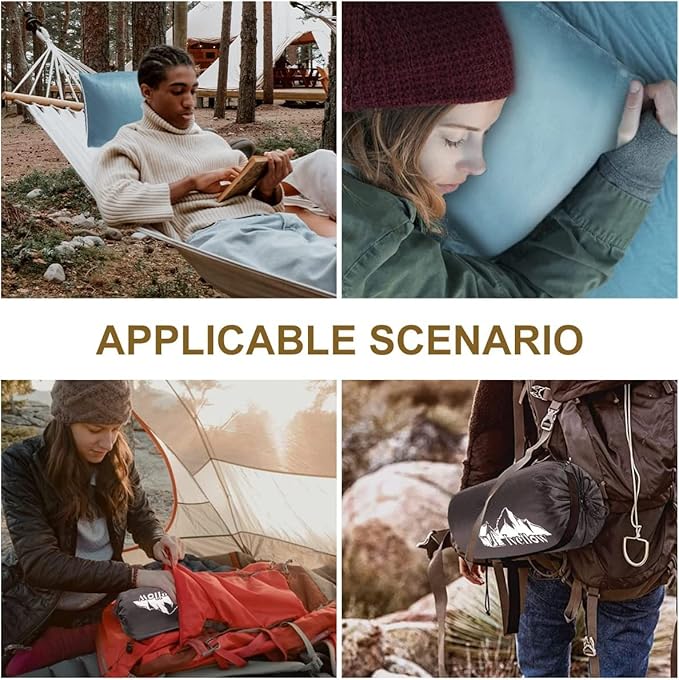 Ivellow Memory Foam Travel Pillow Compressible Camping Pillow for Sleeping Shredded Memory Foam Pillow Compact Firm Supportive Travel Pillow for Adults Kids Outdoor Hiking Essential Gear Blue-S