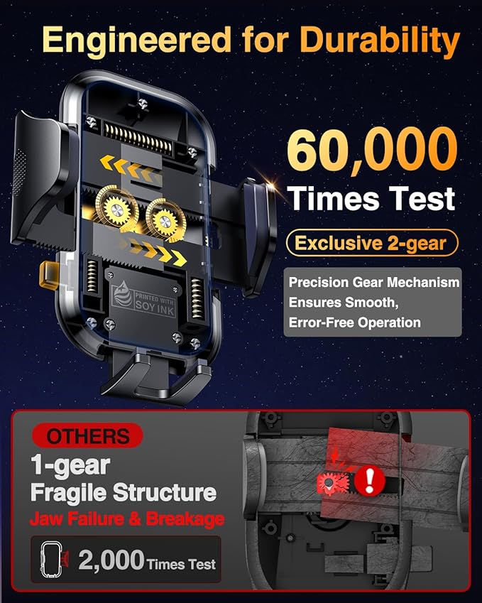 VANMASS 2026 【True Military-Grade】 Phone Holders for Your Car 【65 LBS Strongest Suction & Clip】 Ultimate Cell Phone Mount Dashboard Window Vent for iPhone 16 Pro Max 15 14 13 Samsung Android