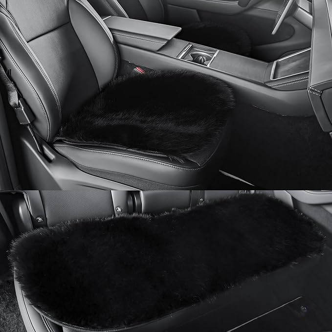 Winter Car Plush Seat Cushion, Thickened Warm Cushion, Universal Car Seat Cover, Front/Rear Row Single Piece Interior Seat Pad (2pcs Front Seat Cushions + 1pcs Rear Seat Cushion)