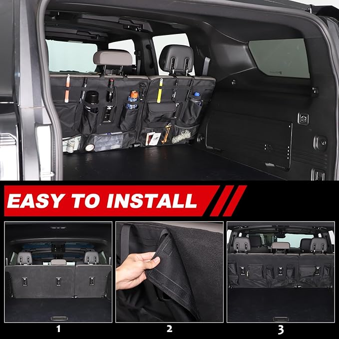 for Hummer EV Accessories Trunk Organizer Backseat Hanging Storage Multifunctional Large Foldable Cargo Seat Back Bag for Hummer EV SUV 2024 2025 2026 with 11 Pockets&Adjustable Straps