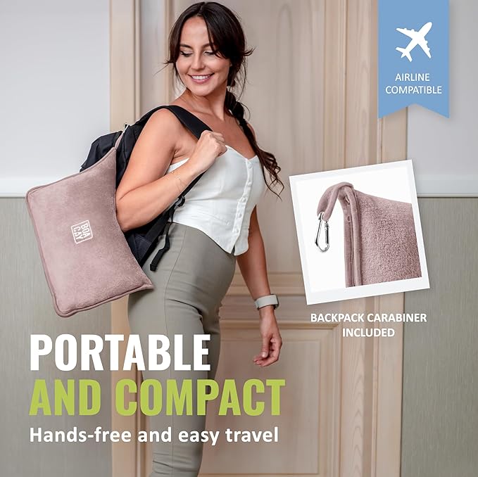 BOACAY Soft & Warm Travel Blanket for Airplane & Car - Long Flight Essential for Women, Men, Kids - Compact Pillow with Luggage Sleeve & Backpack Clip