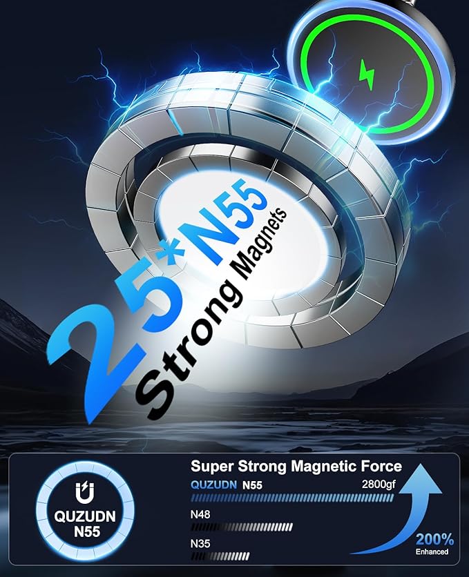 iPhone Magsafe Car Mount Charger [15W Fast Wireless Charging, 120+ LB Strongest Suction & 2800gf Strongest Magnetic] 360° Adjustable Car Phone Holders for your car, for iPhone 17 16 15 14 13 12 series