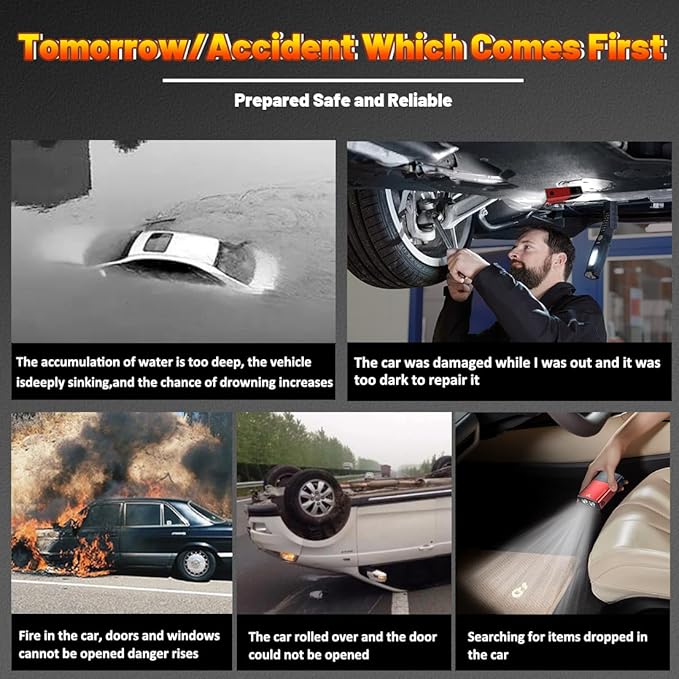 Window Breaker - Upgraded Safe Hammer Glass Breaker Under Water, Car Hammer Seatbelt Cutter Window Breaker Emergency Escape Tool, 3 in 1 Glass Breaker for New Cars (Red)