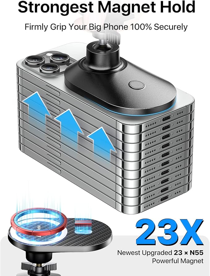 andobil Upgraded for Magsafe Car Mount Pro [Strongest Magnet, Big Phone Friendly] 360° Rotation Magnetic Phone Holder for Car Vent for iPhone 17 Pro Max 16/15/14/13/12 Samsung S25/S24 (Carbon Fiber)