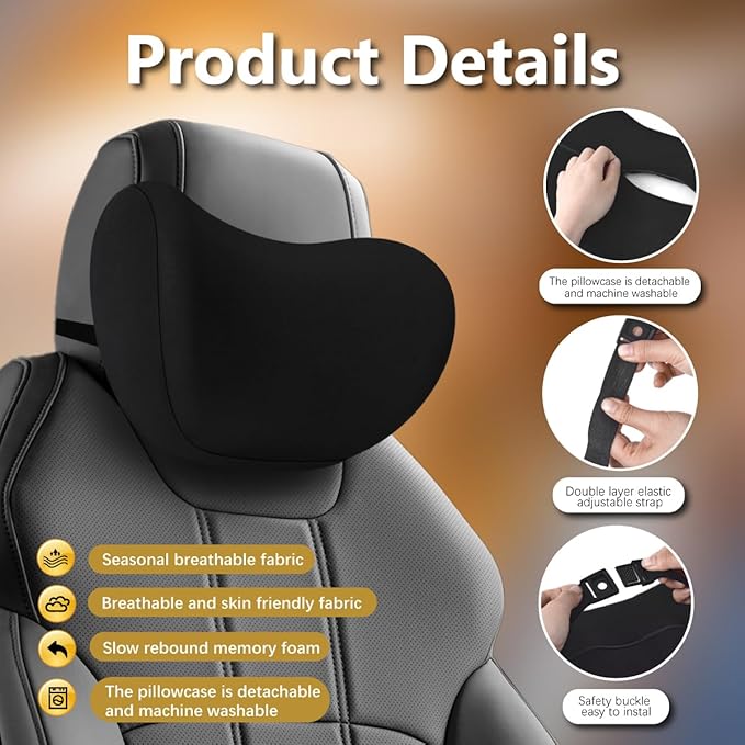 2Pcs Car Neck Pillow, Ultra Comfortable Neck Pillow for Driving, Soft Car Headrest Pillow Like Clouds, Make Your Driving More Comfortable, Suitable for Driving, Traveling