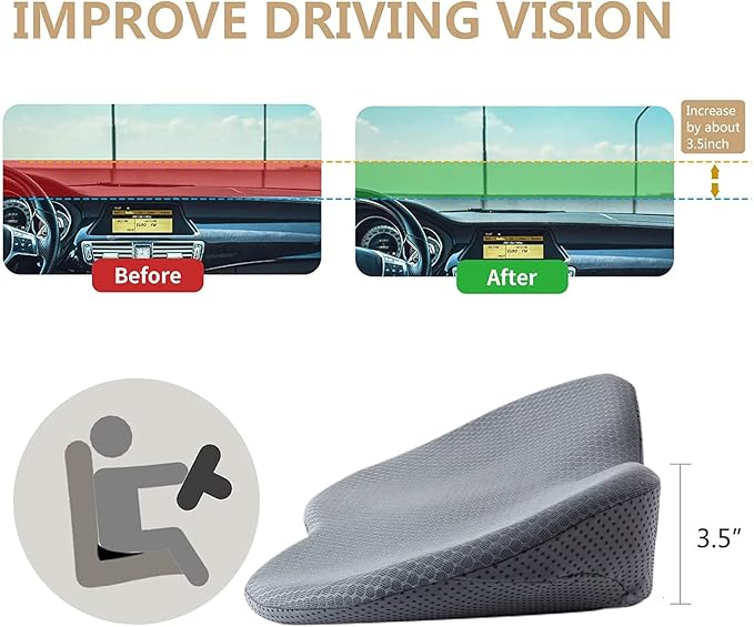 Car Seat Cushion - Memory Foam Car Seat Pad - Sciatica & Lower Back Pain Relief - Car Seat Cushions for Driving - Road Trip Essentials for Drivers(Gray)