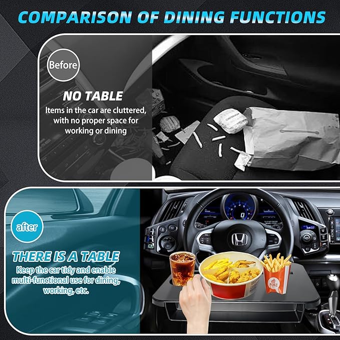 【Compatible with Toyota Camry Corolla Cross】 2-in-1-Steering Wheel Tray Table with Seat Gap Filler Organizer.Seat Gap Fit Design: Solves Post-Use Storage Hassle + Stops Annoying Item Drops.