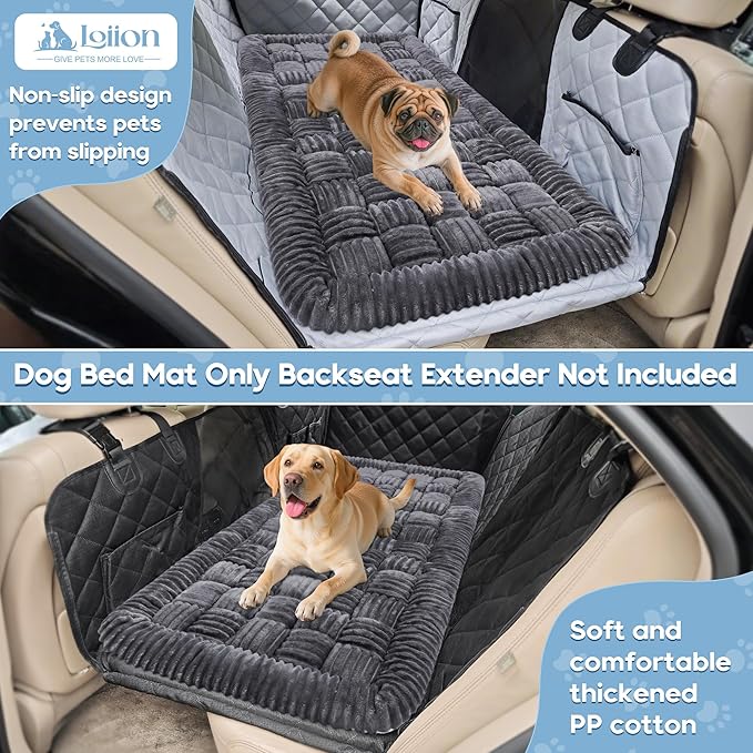 Dog Car Bed Mat, Non-Slip Backseat Extender Pet Blanket, Plaid Dog Bed for SUVs, Sedans & Trucks, Chew-Resistant Travel Pad for Dogs, Easy Clean & Scratch-Proof & Comfort (50"×24.6") Gray