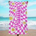 JML Personalized Beach Towel with Name, Custom Flower Beach Towel, Customized Microfiber Pool Towel, Quick Dry & Absorbent Swim Towel for Adult,Anniversary, Birthday, Summer Holiday,Vacation