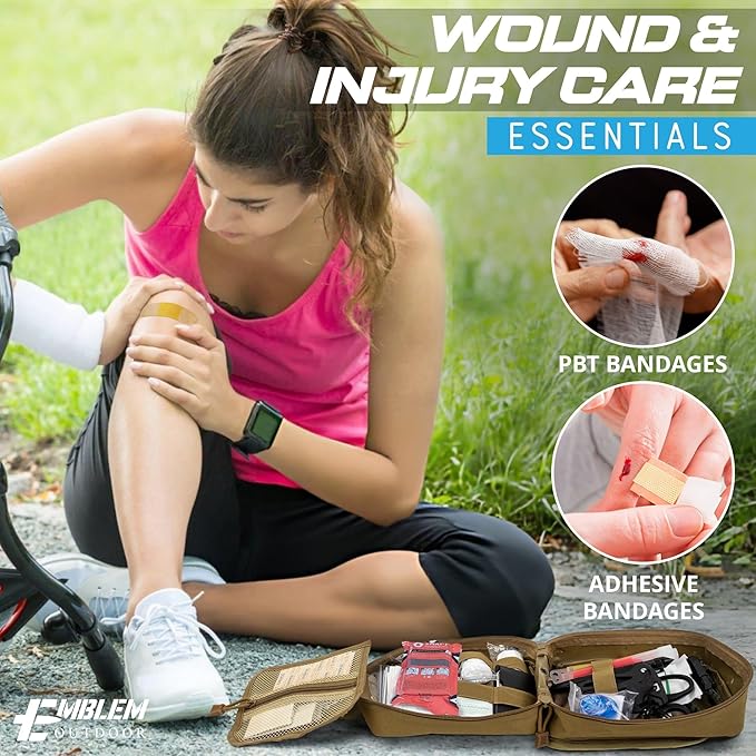 242 pc First Aid Survival Kit with SWAT-T Tourniquet Made in USA | IFAK Emergency Trauma Kit | Survival Gear | by Emblem Outdoor