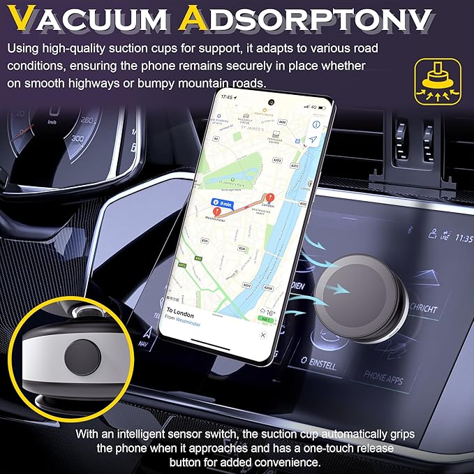 Fostex Super Strong Magnetic Phone Holder for Car & Desk, N52 Magnet 360 Rotation Phone Mount, Secure Grip for All Phones on Dashboard/Glass/Wall