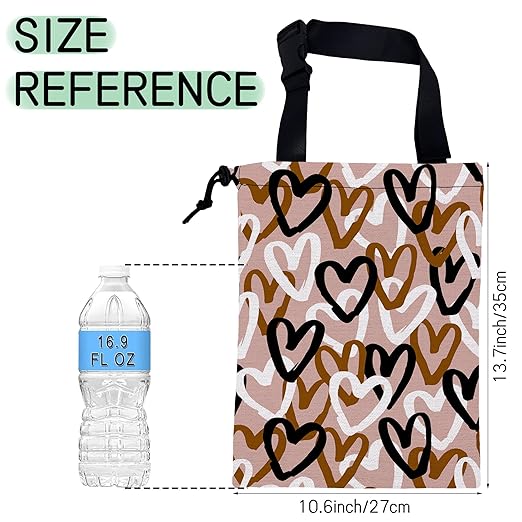 Romantic Hearts Car Trash Bag,Hanging Drawstring Car Garbage Bag,Waterproof Canvas Car Back Seat Organizer with Adjustable Buckle,for Vehicles,SUVs,Camping,Road Trips