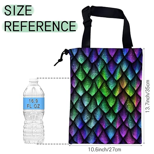 Dragon Scales Car Trash Bag,Hanging Drawstring Car Garbage Bag,Waterproof Canvas Car Back Seat Organizer with Adjustable Buckle,for Vehicles,SUVs,Camping,Road Trips