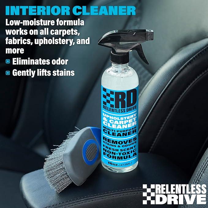 Car Interior Carpet & Upholstery Seat Cleaner — Safe for All Cars — for Carpets, Seats, Floor Mats, Home, Office & More — 16oz Cleaner Kit