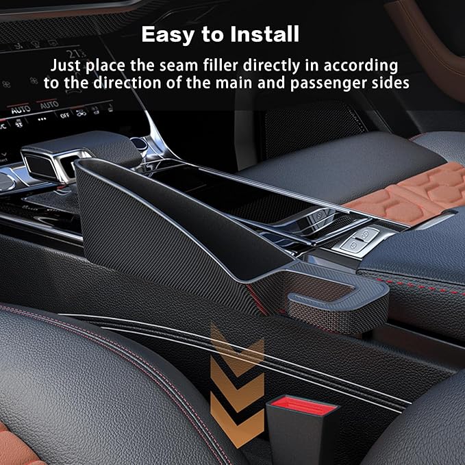 2025 Upgrade Short Car Seat Gap Filler, Seat Gap Organizer with Phone Holder, Car Seat Accessories, Car Organizer Fit Sedan SUV Truck-2PCS Black