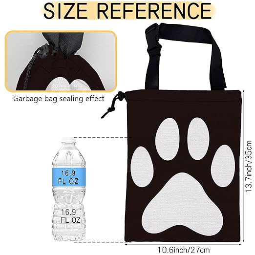 Dog Paw Car Garbage Bag, Small Car Trash Bag with Drawstring Closure and Adjustable Buckle for Car Back Seat, SUVs, Camping, Road Trips