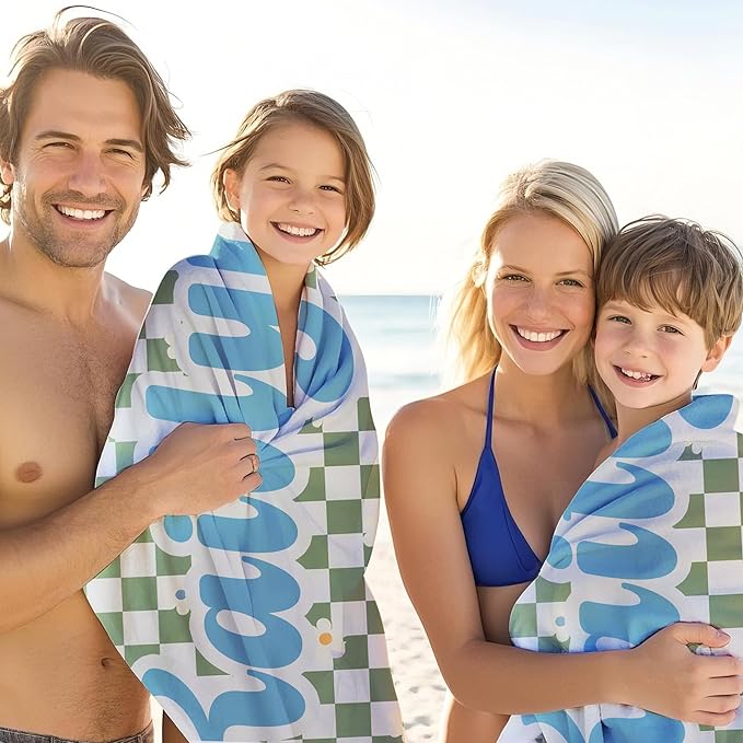 JML Personalized Beach Towel with Name, Custom Flower Beach Towel, Customized Microfiber Pool Towel, Quick Dry & Absorbent Swim Towel for Adult,Anniversary, Birthday, Summer Holiday,Vacation