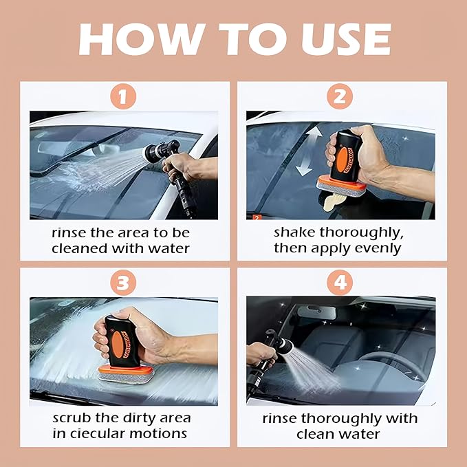 Oil Film Remover for Car Windshields and Windows, New Car Glass Oil Film Cleaner for Paint/Wheels Improve Driving Visibility Universal Anti-Rain Fog Glass Brush (1, Black)