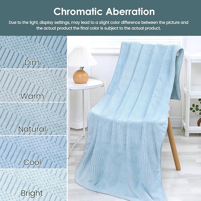 JML Microfiber Bath Towels, Large Bathroom Towel 2 Pack (30" x 60"), Oversized, Soft, Super Absorbent and Fast Drying, Multipurpose Use for Sport, Fitness, Yoga, Diamond Cross Grid Light Blue