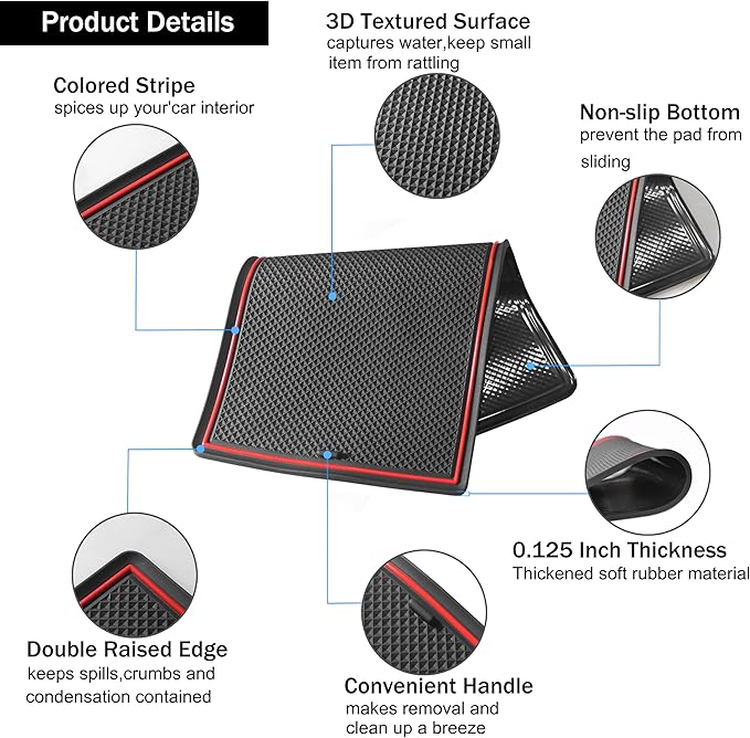 SENSHINE 3D Cup Holder Insert for Toyota Rav4 Accessories 2019-2023 2024 2025 Center Console Liner Door Pocket Mats Non-Slip Anti Dust Pad Premium Interior 16 Pcs (Red Trim)