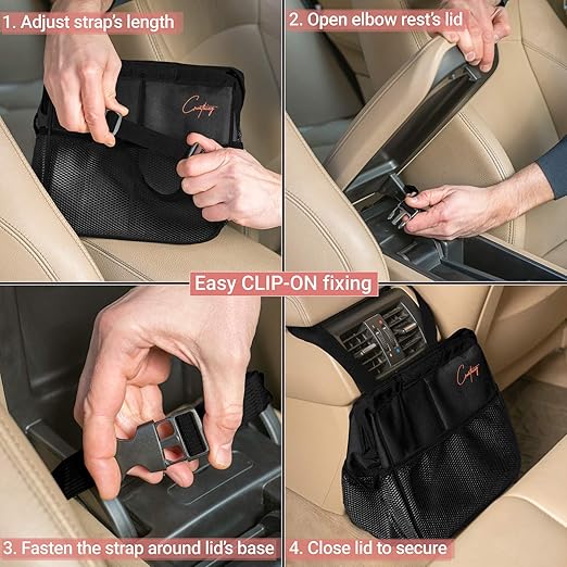 Creathing Car Trash Can Foldable, Waterproof | Organizer Bag or Garbage Can for Console/Seat (Medium, Black), 2 Gallons