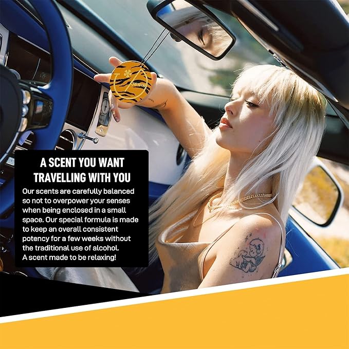 Join The Club 6-Pack Tiger Stripes Air Freshener with Natural Essential Oils for Aromatherapy - The Gentlemen's Choice - Luxurious Scent - Ideal for Car Accessories & Small Spaces