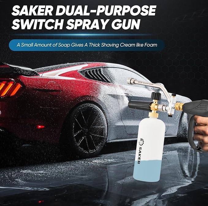 Saker Foam Cannon Dual Connector Accessory, Dual-Purpose Switch Spray Gun,Foam Cannon for Pressure Washer for Car Washing and Cleaning