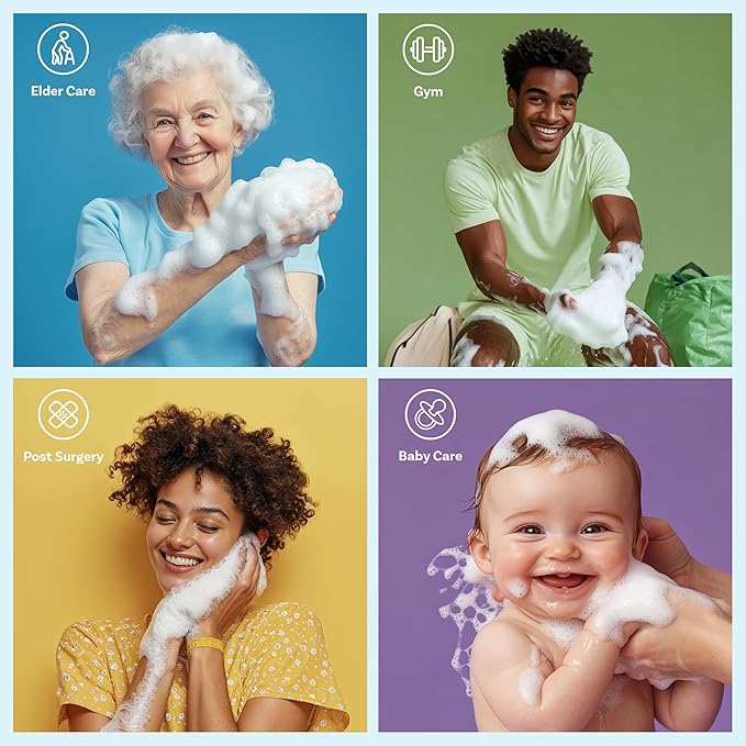 Scrubzz Disposable No Rinse Bathing Wipes - All-in-1 Single Use Shower Wipes, Simply Dampen, Lather, and Dry Without Shampoo or Rinsing (Lavender, 3-Pack)